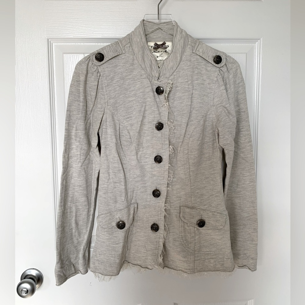 Nick and Mo Cotton Jacket top with lace and button details